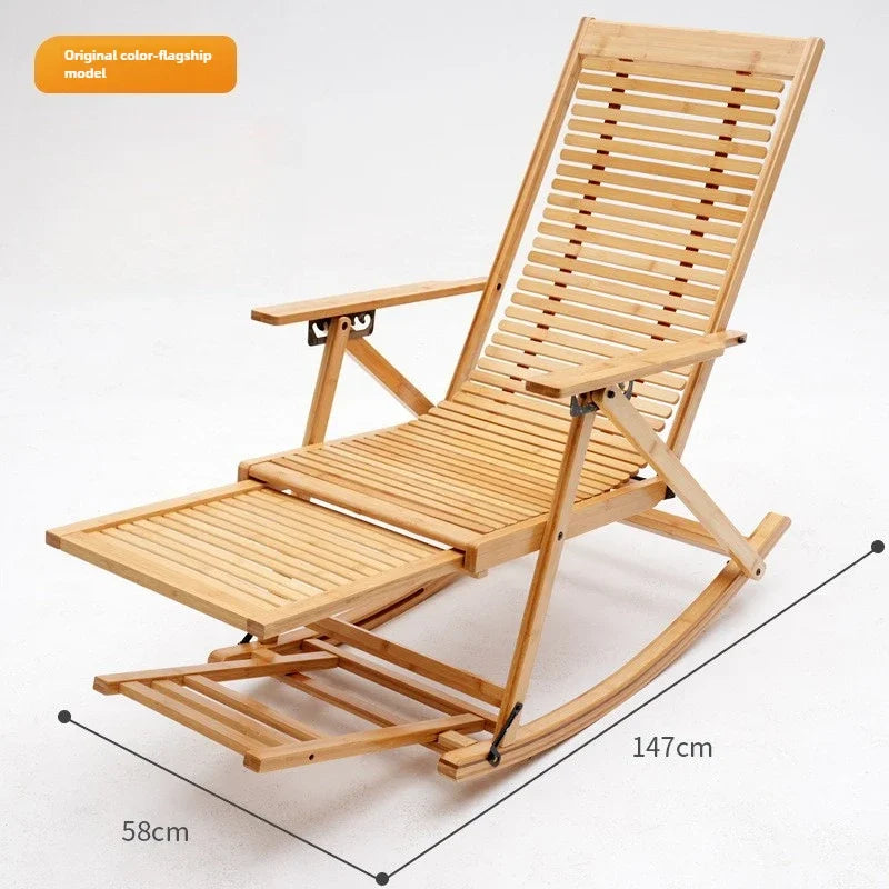 Foldable free chair patio stool rocking recliner folding summer lunch break bench balcony lazy leisure bench Oasis Select Buff