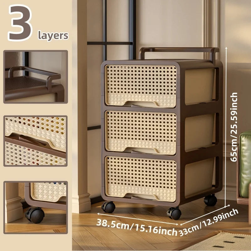 Large Capacity Storage Cart, Multi-Grid Assemblable Cabinet, Clothing Storage Organizer, Space-Saving Home Storage Bin Oasis Select Large 3-Tier