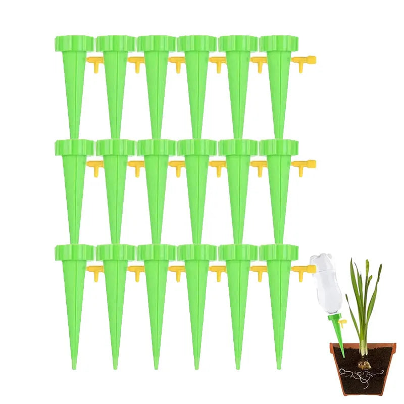 6-24pcs Self Watering Kit Drip Irrigation Indoor Plant Watering Device Horticultural Flower Automatic Watering Device Small Tool Oasis Select 18pcs-Green