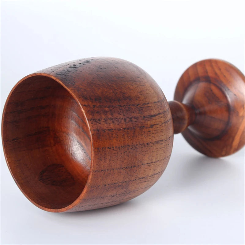Handmade Natural Spruce wood Goblet Cup Environmental Classical Wine Glass Round Red Wine Teapcup Solid Wooden Goblets Drinkware Oasis Select