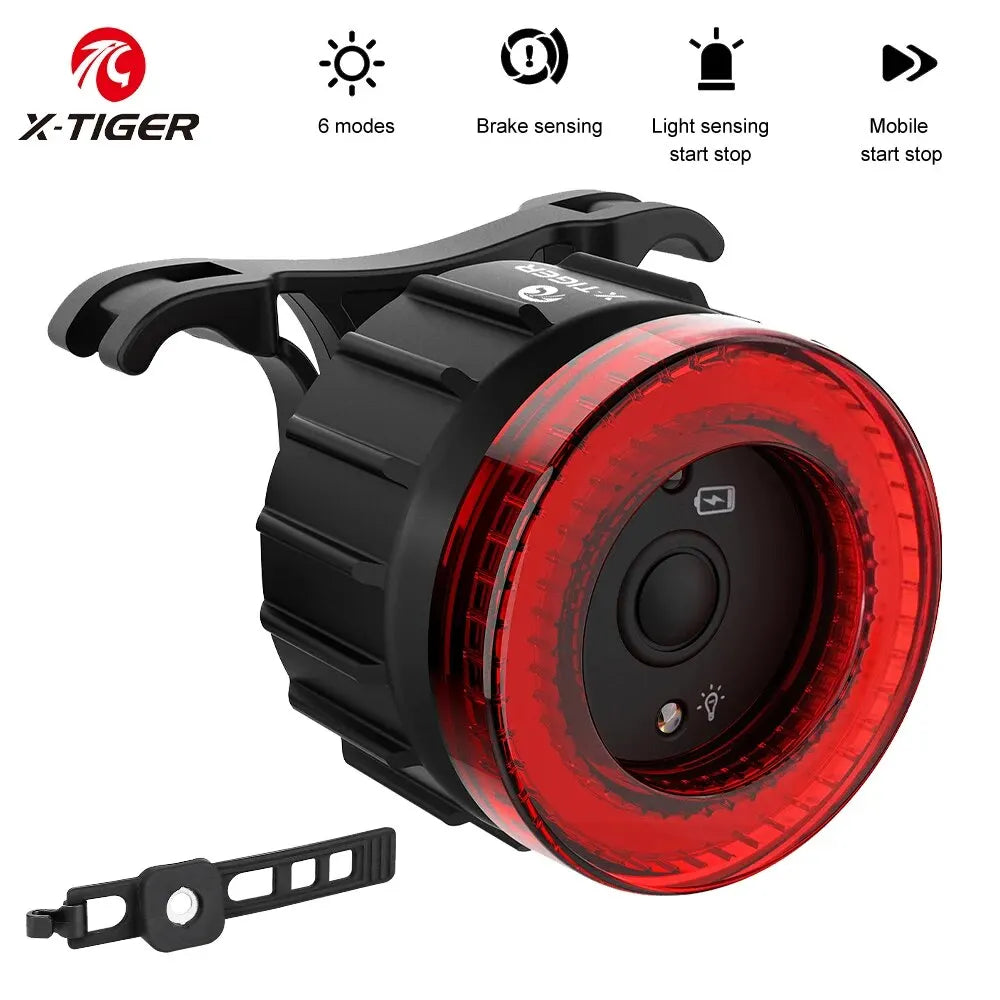X-TIGER Smart Bicycle Tail Light Waterproof LED Sensor Brake Light Super Bright Cycling Safety Warning Light Oasis Select