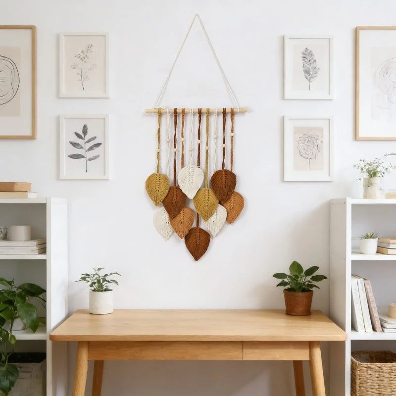 1 Piece Macrame Leaf Garland Jungle Nursery Decor Green Theme Classroom Room Decoration Mothers Day Gift Boho Style Oasis Select