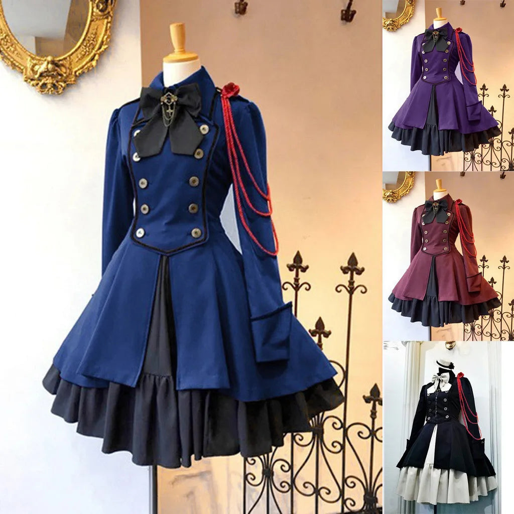 Medieval Gothic Lolita Dress – Vintage Ruffle Lace-Up Cosplay Gown Gothic Cosplay Dress Oasis Select