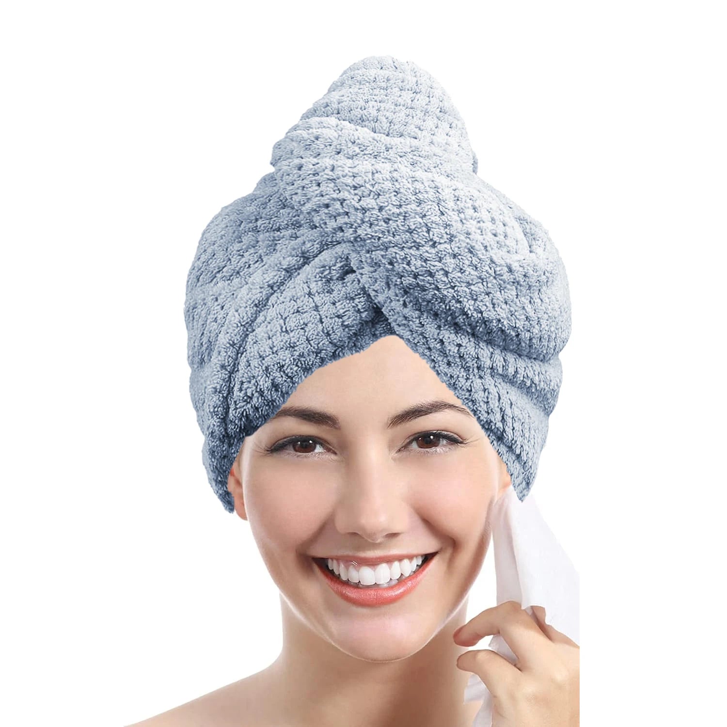 Absorbent Hair Towel Wrap with Button Closure – 9.8"×25.5"
