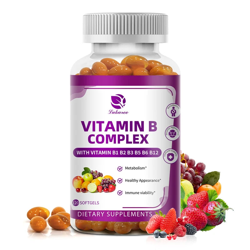 LUKAREE Vitamin B Complex for Men and Women with Biotin & Folic Acid Super Promote Human Metabolism ,Energy, Nerve Blood Support Oasis Select 120PCS 1bottle United States