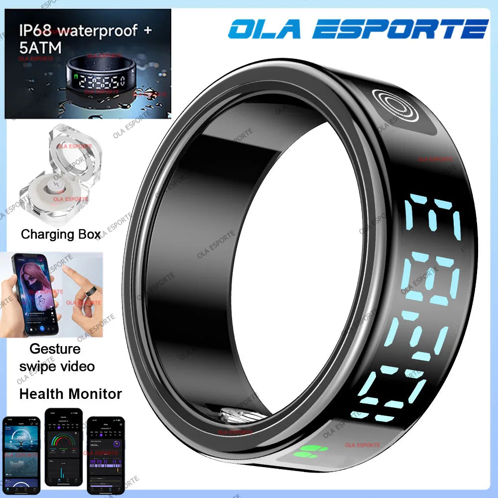 Ola Esporte Smart Ring – LED, Heart Rate & 5ATM Waterproof
