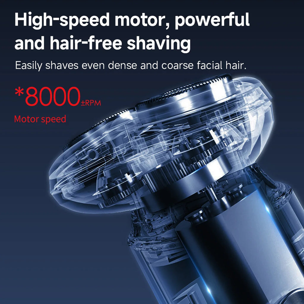 DOCOLAB Electrical Rotary Shaver for Men 3D Floating Blade Washable Type-C USB Rechargeable Shaving Beard Machine Oasis Select