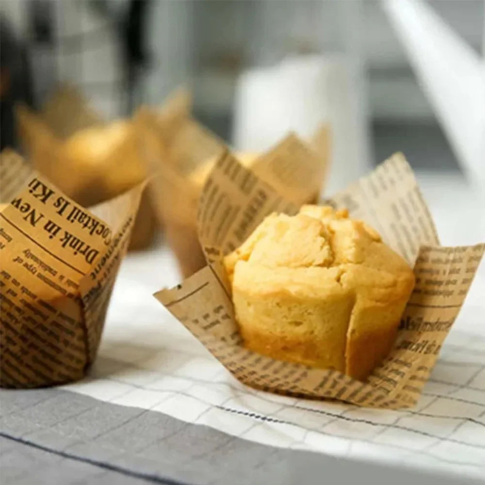 50pcs Newspaper Style Baking Cup Cupcake Liner Cupcake Wrapper Molde Cupcake Paper Cups Bakeware Tool for Wedding Birthday Party Oasis Select
