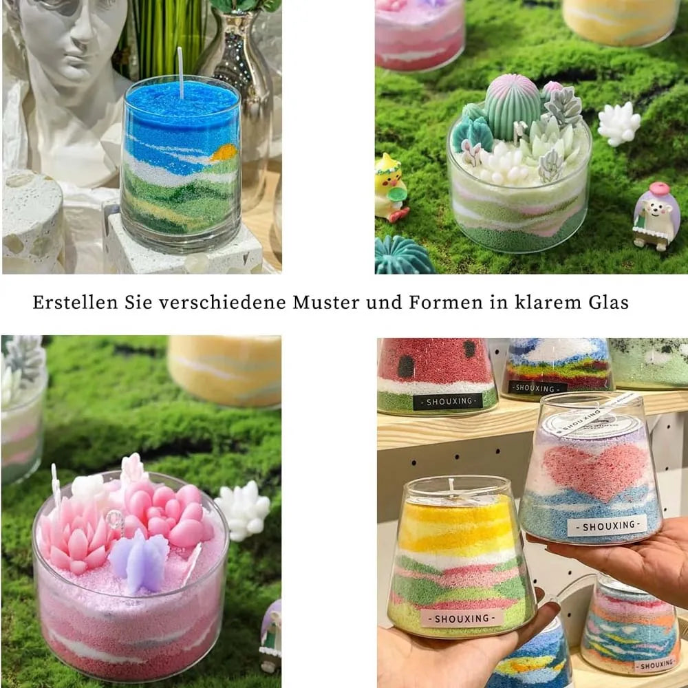 20g 10 Colors/Bag DIY Pearl Candle Sand Kit with 20pcs Wicks for Crafting Weddings Parties Valentine’s Day Decor, Candle Making Oasis Select