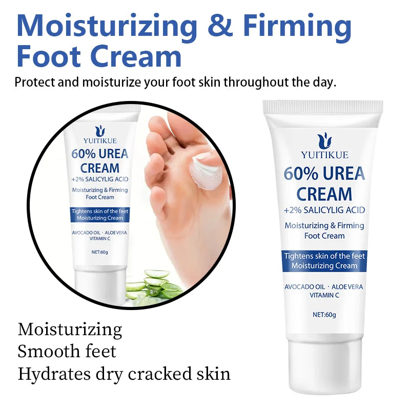 YUITIKUE 60% Urea Foot Repair Cream 60g - for Rough Dry Cracked Skin, Creamy Fast Absorption, with 2% Salicylic Acid & Vitamin C Oasis Select