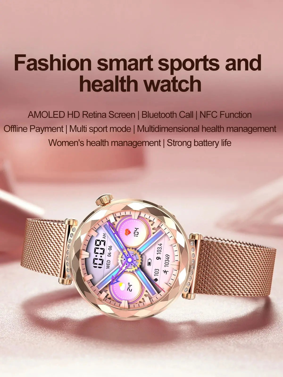 MINGCC HK88 Women's Smartwatch – AMOLED, NFC & Bluetooth