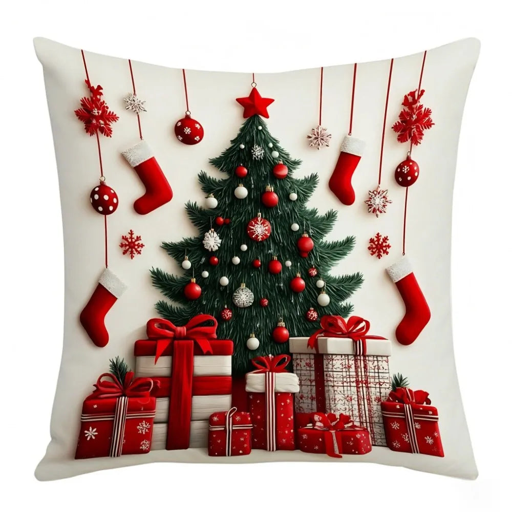 Christmas Cushion Cover | Snowflake & Santa Pillowcase 45x45cm
