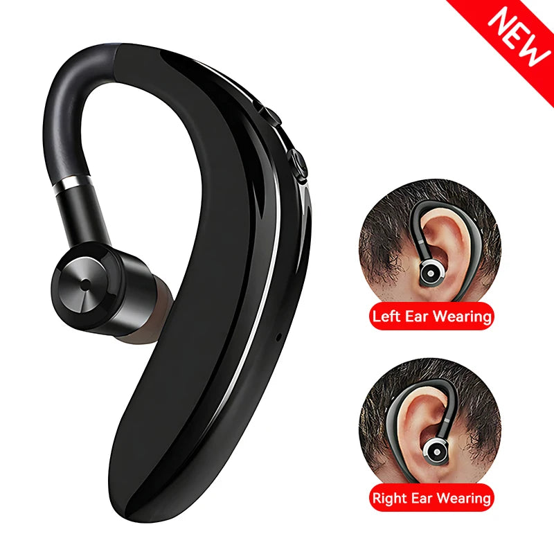 Bluetooth 5.4 Ear-Hook Wireless Earphone 180° Rotation Adjustable Left Right Ear Universal Headset With Mic For Sport Business Oasis Select Black