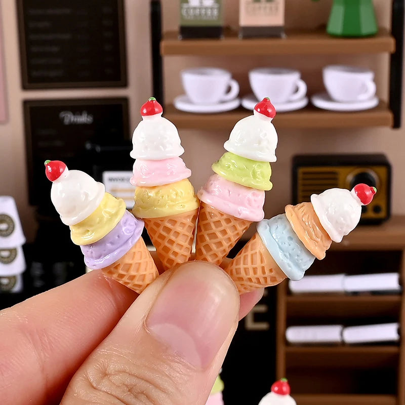 Dollhouse Miniature Ice Cream Stand Ice Cream Cone Holder Model Decor Toy Doll House Accessories Oasis Select 6PCS A4
