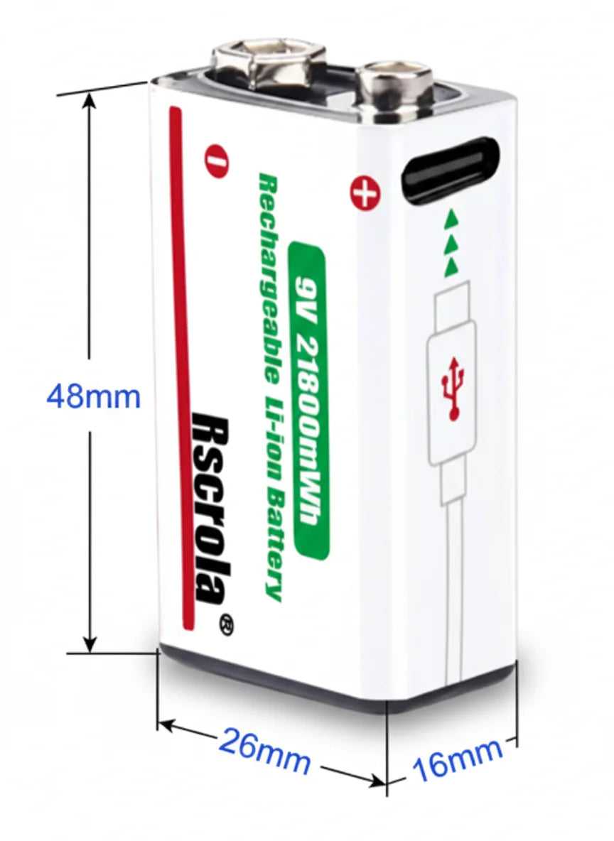 Hot selling,high capacity,usb-c fast charging,9V Li-ion rechargeable Battery series Oasis Select