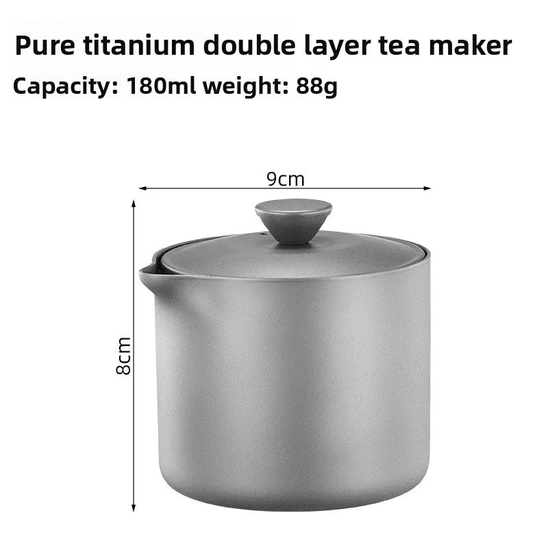 Pure Titanium Tea Set Heat-resistant Double-layer Anti Scald Outdoor Camping Portable Tea Maker Travel Tea Set Oasis Select
