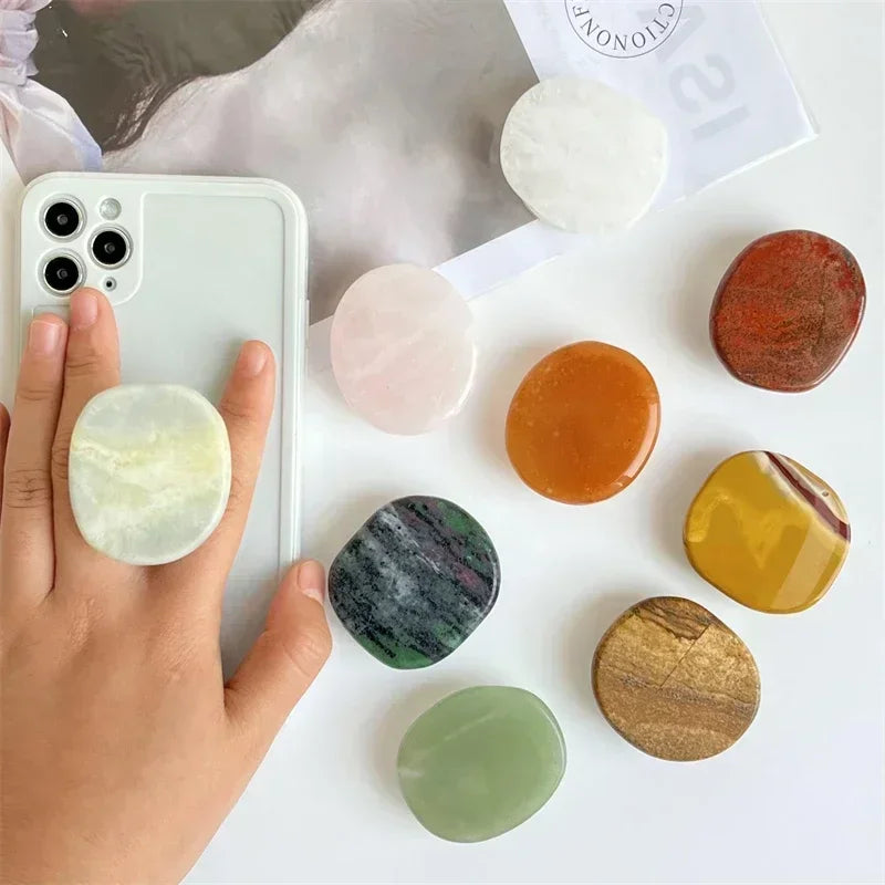 Natural Stone Shaped Phone Socket Holder Finger Grip Bracket Support Telephone for IPhone 15 14 13 Samsung Pocket Socket Stand Oasis Select