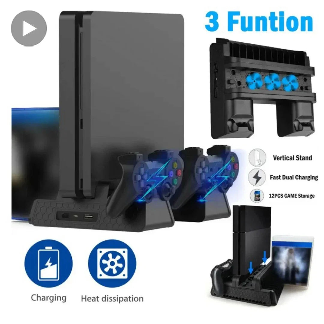 PS4 Pro Slim Cooling Stand Fan & Dual Controller Charging Dock
