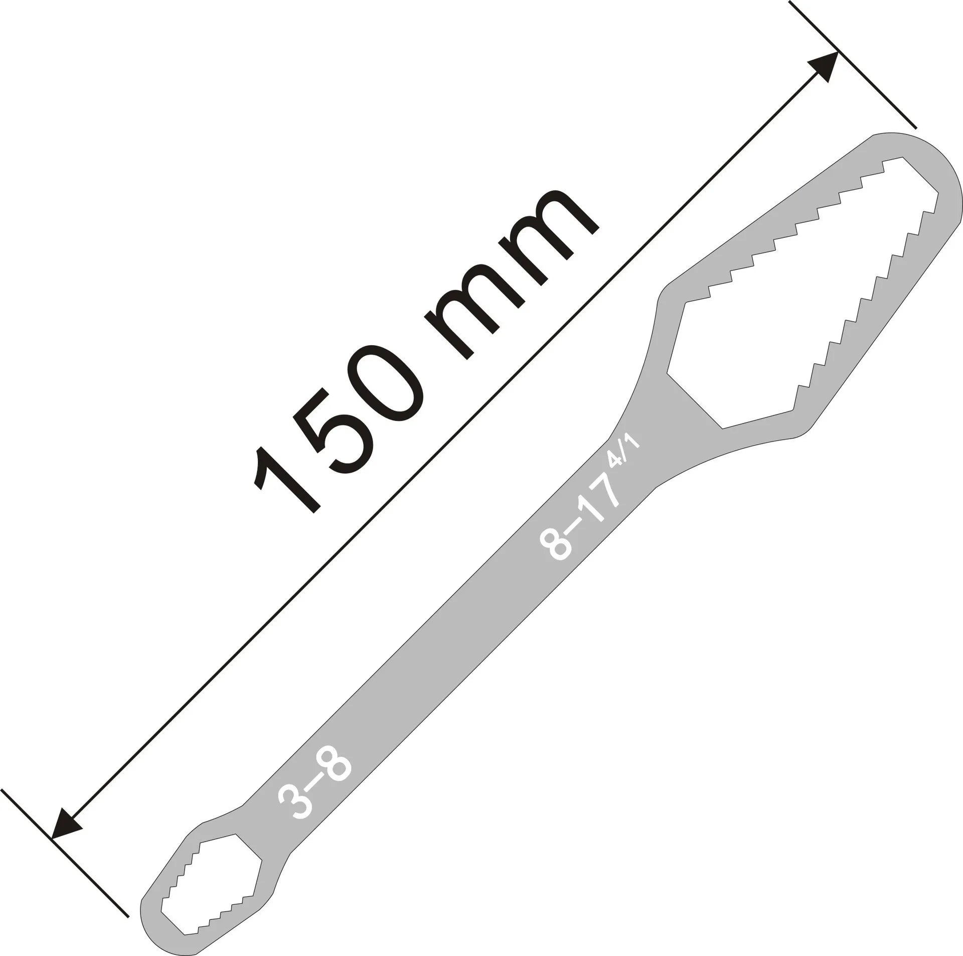 JUSTINLAU Adjustable Multi Functional Wrench Double Headed Multi Functiona Universal Wrench Maintenance Manual Tool 3-17mm8-22mm Oasis Select Silver-150mm
