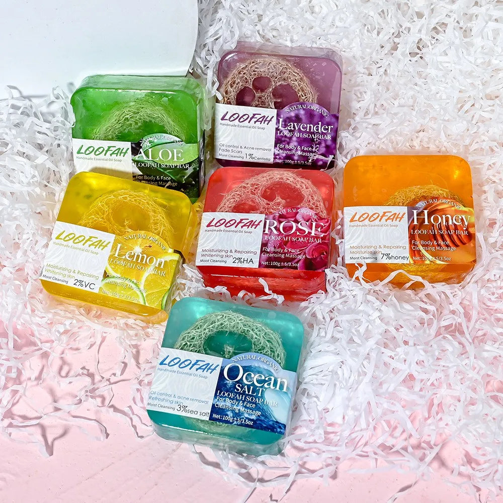 Loofah Honey Vitamin E Handmade Bar Soap with Essential Oils