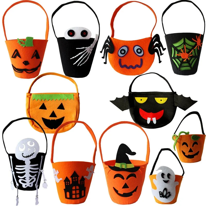 Halloween Theme Candy Bucket Bag Portable Candy Basket Kids Trick or Treat Bucket Halloween Party Decoration Supplies Oasis Select