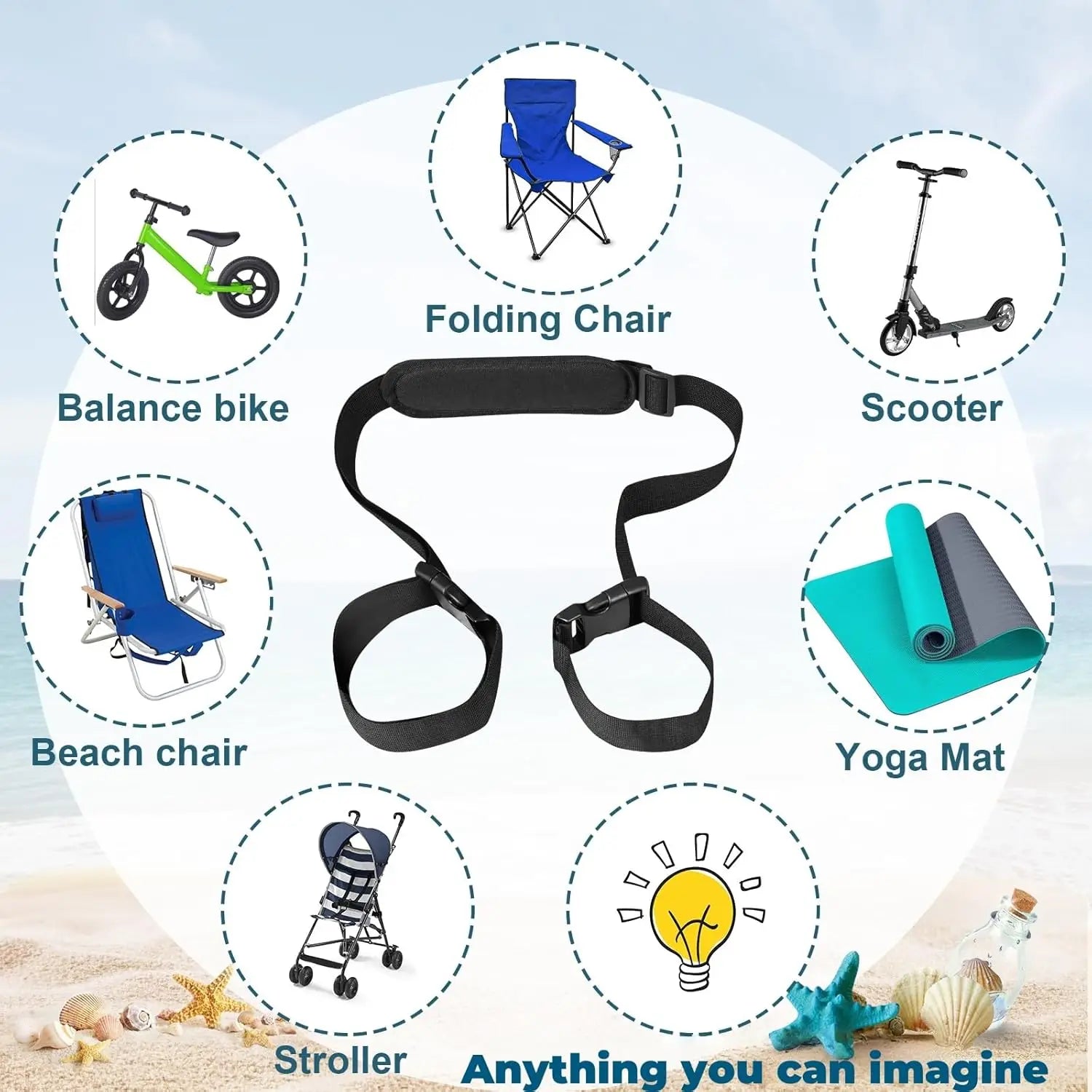 1/3PCS Camping Chair Straps Adjustable Beach Carry Handle Heavy Duty Replacement Universal Folding Chair Outdoor Picnic Gear Oasis Select