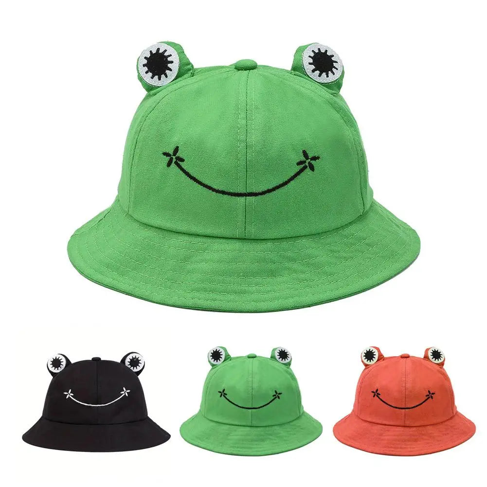 2025 new Cute Frog Bucket Hats women Bucket Hat Women Summer Outdoor Sun Fishing Cap Cotton Wild Panama Hats Oasis Select