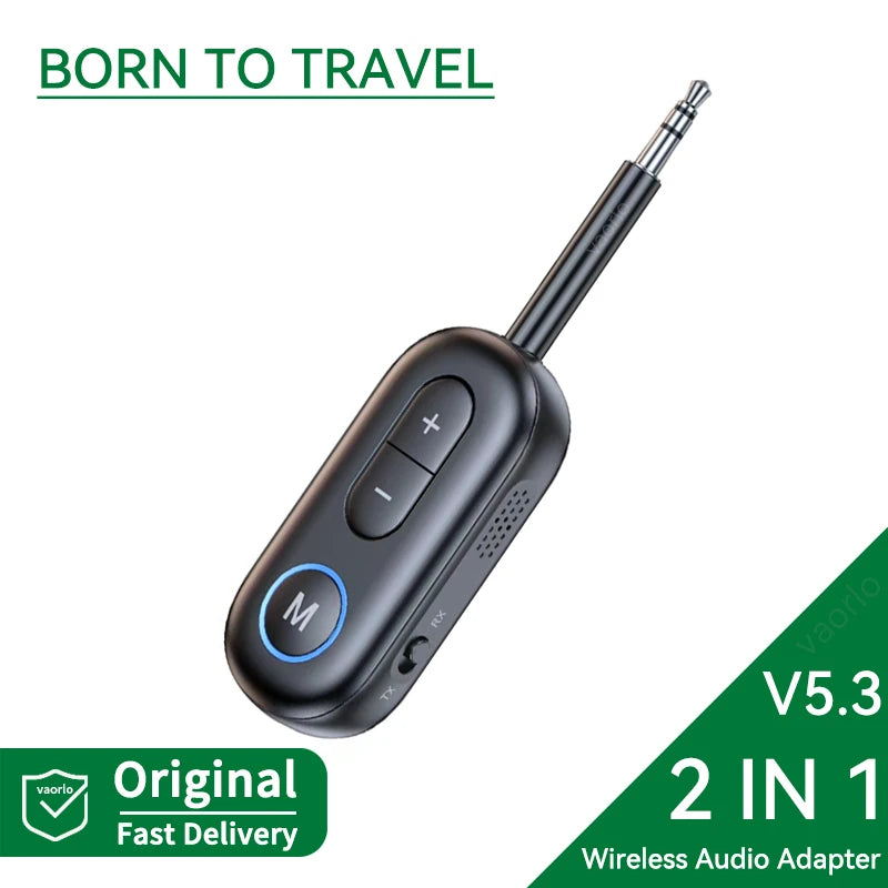 Bluetooth 5.3 Audio Transmitter Receiver 3.5MM AUX Hifi Stereo Music Wireless Adapter With Mic For Car Airplane TV PC Headphone Oasis Select BT13 B v5.3