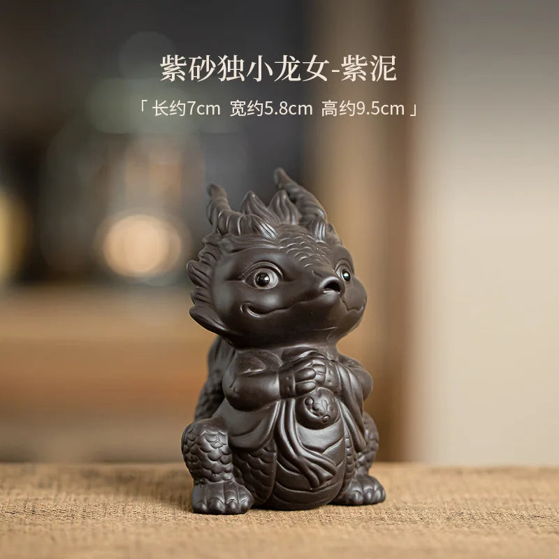 Purple Clay Dragon Tea Pet Ornament Cover Tea Play Tea Table Tea Brewing Play Small Tea Pet Kung Fu Tea Ceremony Accessories Oasis Select Dragon - Purple Clay