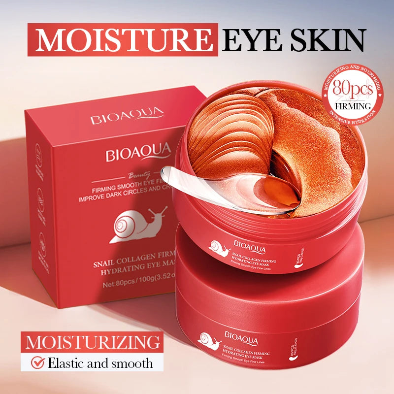 BIOAQUA Snail Collagen Eye Masks 80pcs – Dark Circles & Anti-Aging Collagen Eye Mask Oasis Select