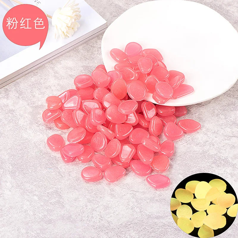 1cm Small Artificial Luminous Stone Vase Decoration Pot Luminous Stone 0.5 G Fluorescent Fish Tank Landscape Pebbles Oasis Select pink A pack of 500
