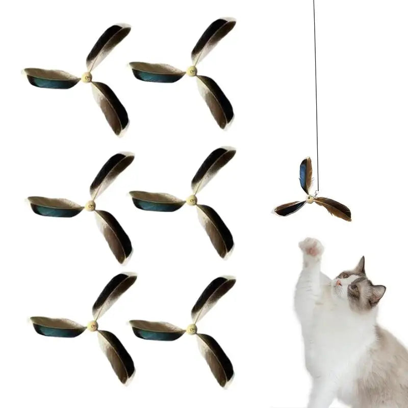 Cat Feather Toy Refill Interactive Cat Toy Cat Feather Wand Set of 6 Wear-Resistant Cat Feathers Refill Toys Interactive Teaser Oasis Select