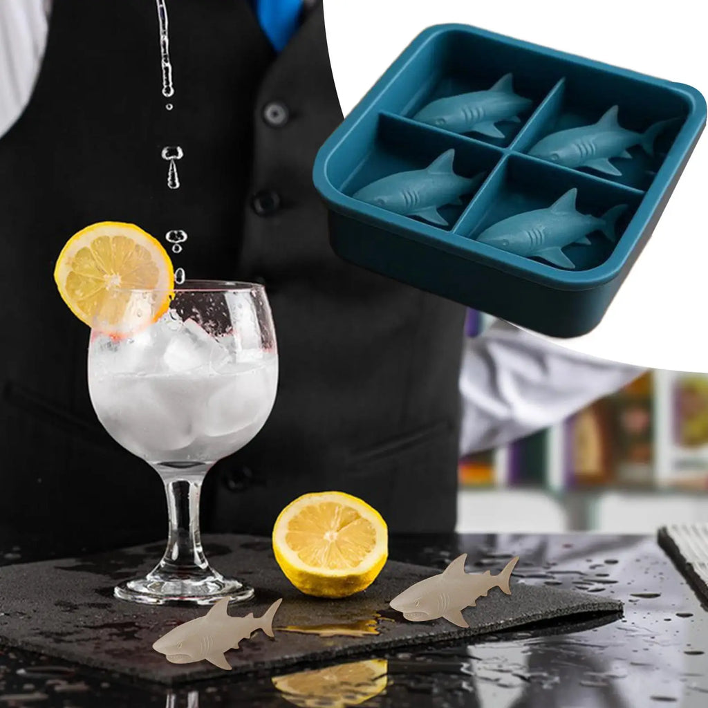 3D Silicone Shark Mold Funny Ice Mold Cute Easy Release Silicone Tray Shaper Mould Creative Fish Ice cubes Mold For Drink Water Oasis Select