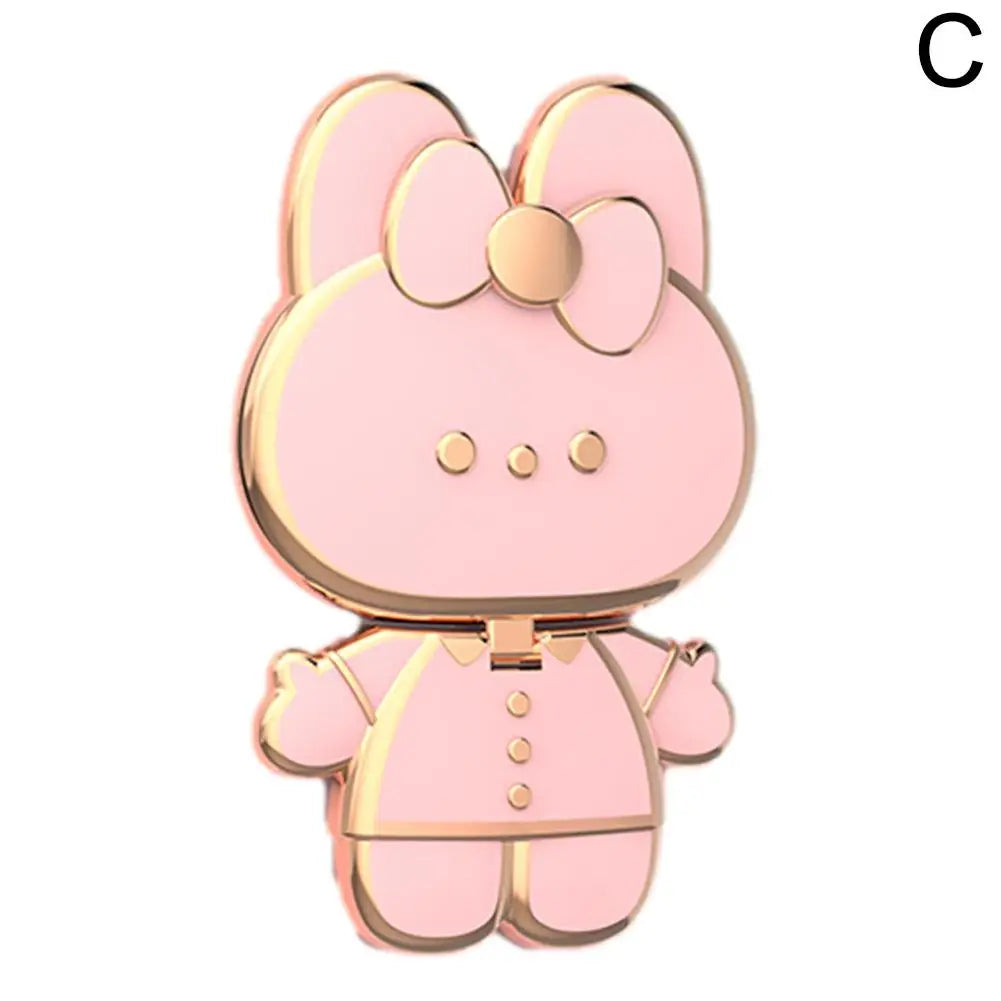 Cute Cat Phone Stand & Finger Holder with Makeup Mirror