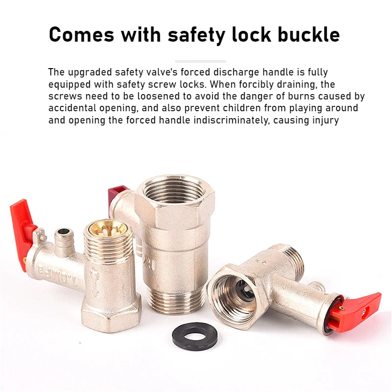 Durable Brass Safety Valve, Adjustable Pressure Relief Valve Protects Enclosed Water Systems From Overpressure Exhaust Fittings Oasis Select