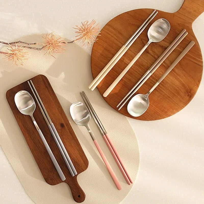 304 stainless steel portable tableware set chopsticks spoon outdoor Korean single tableware Oasis Select