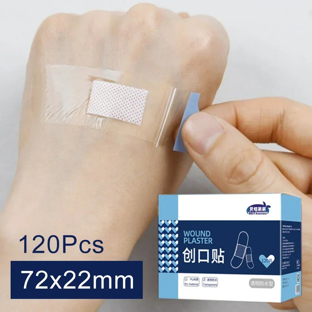 50/120Pcs Waterproof Band-Aid Wound Dressing Medical Transparent Hemostatic Tape for Swimming Bath Wound Care Protect First Aid Oasis Select 72x22mm-120pcs