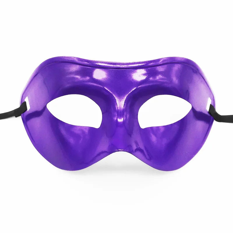 Men's Half Face Spray Painting Gentleman Jazz Performance Ball Plastic Flat Head Mask Halloween Party Prom Wedding Decoration Oasis Select purple