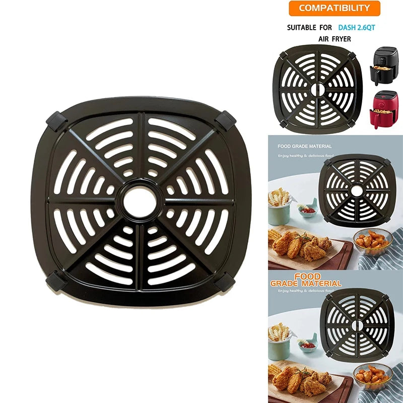 Air Fryer Grill Crisper Tray For Dash 2.6QT Tasti-Crisp Digital Air Fryer With Air Fryer Rubber Feet Oasis Select Black Gray 17.5CM
