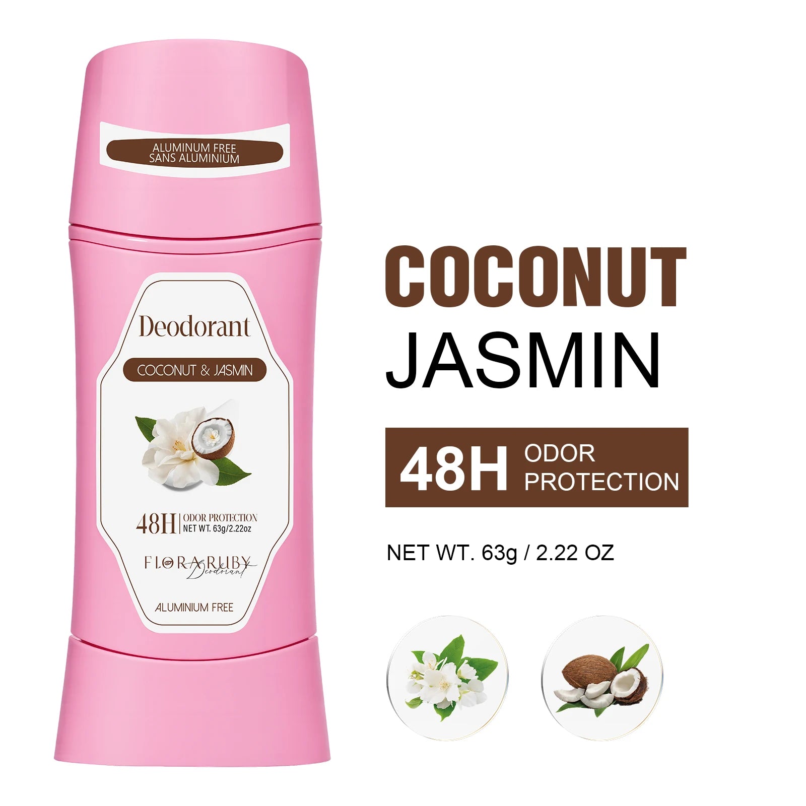 Flora Ruby 63g/Stick 48 Hour Female Deodorizer Long Lasting super fresh Scent Suppress Odor And Eliminate odor Suitable for use Oasis Select Coconut Jasmin