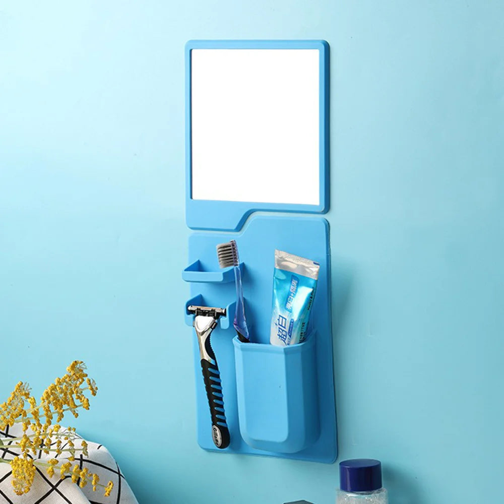 Silicone Shower Mirror & Toothbrush Holder – Self-Grip, Shatterproof
