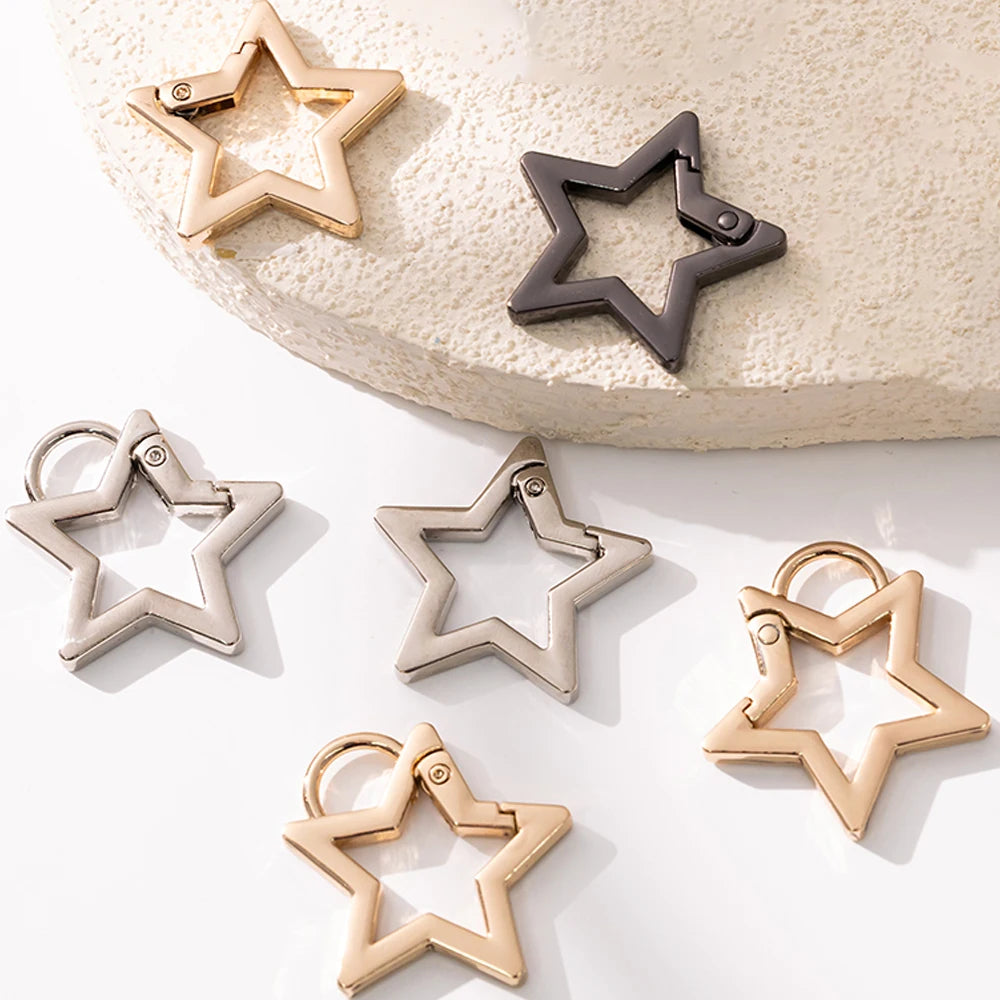 5pcs Star Small Carabiners Clips Metal Trigger Spring Rings Snap Hooks DIY Charms Accessory for Keychains Bag Purse Craft Making Oasis Select