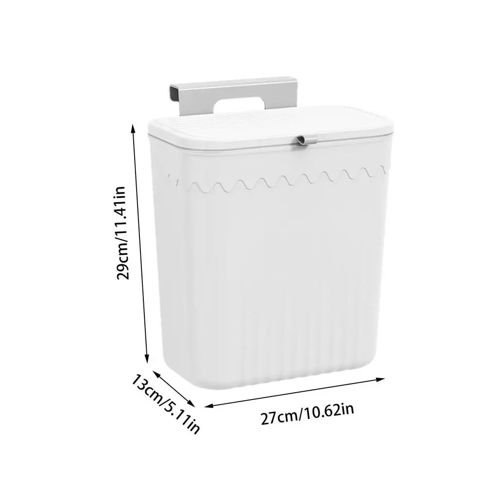Hang Trash Can Kitchen Garbage Container Garbage Bin Trash Container With Lid Kitchen Accessories No Drilling Trash Container Oasis Select WHITE about 27x13x29cm