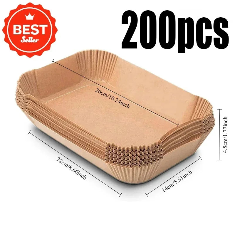 Disposable Air Fryer Paper Non-Stick Kitchen Baking Airfryer Mat Oilproof Micro-wave Barbecue Pad Baking Paper Liner Accessories Oasis Select 200PCS