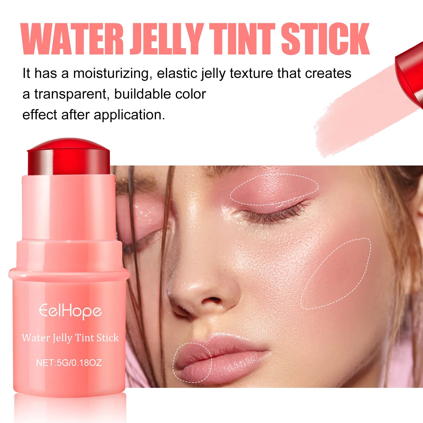 Eelhope 3-in-1 Milk Jelly Tint Blush & Lip Stick | Matte Finish Blush & Lip Tint Stick Oasis Select