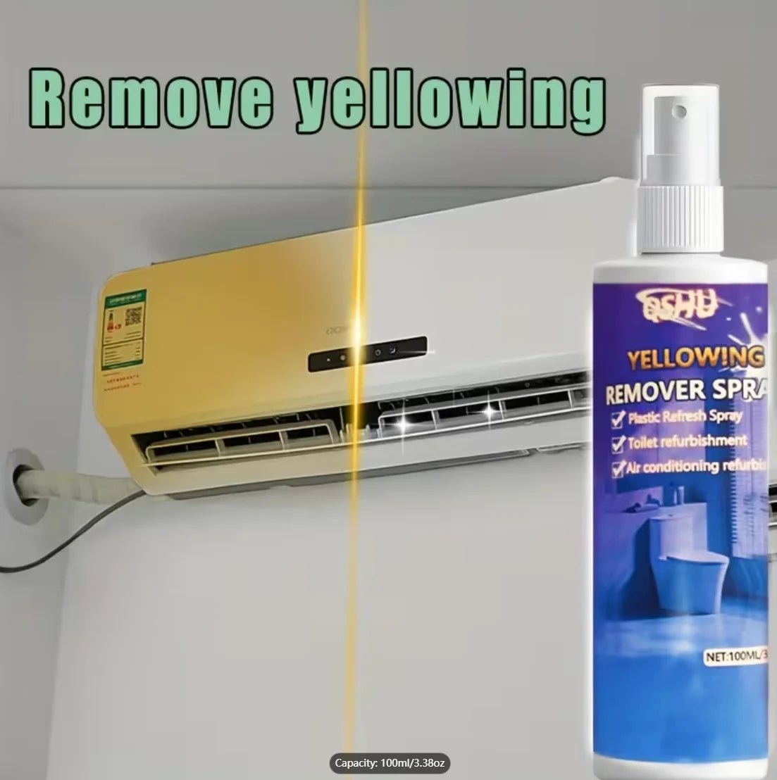 100ML Plastic Yellowing Remover Spray, for Air Conditioner & Toilet, Removes Stains Oasis Select
