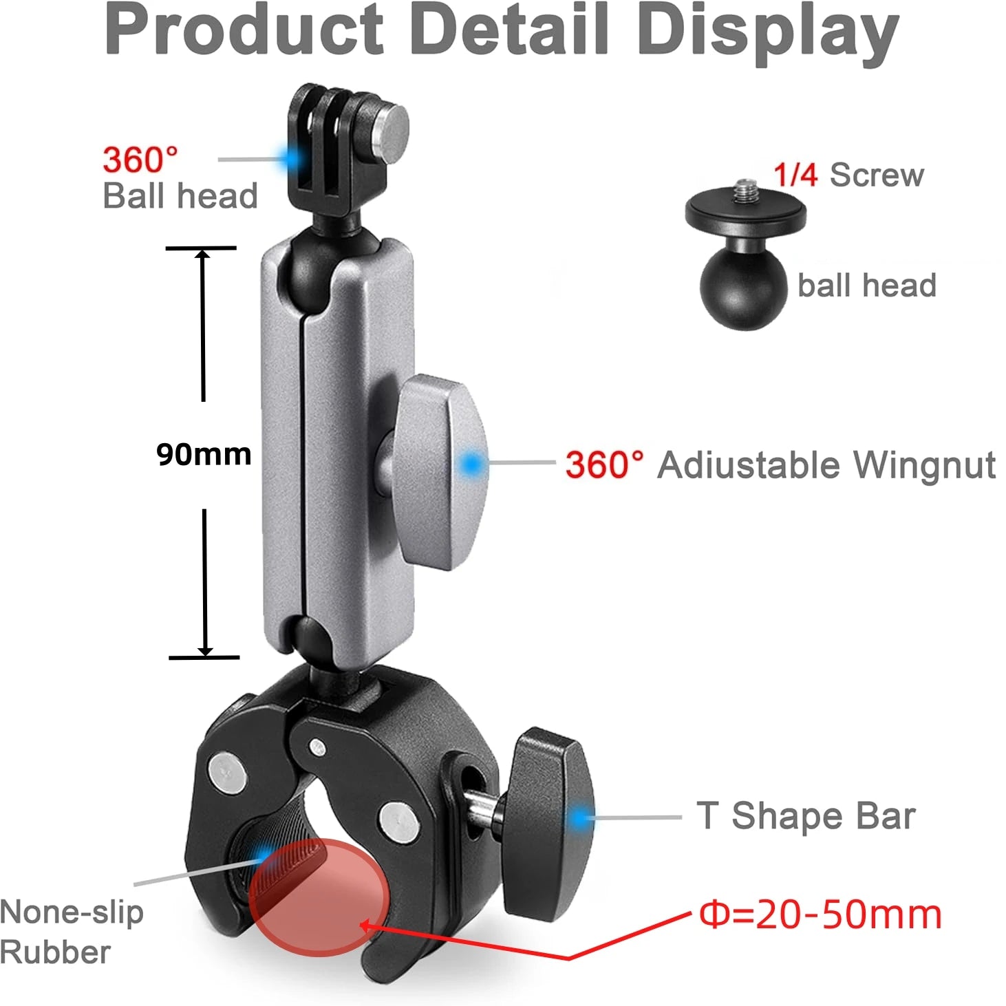 360° Aluminum Handlebar Mount for GoPro, Insta360 & DJI