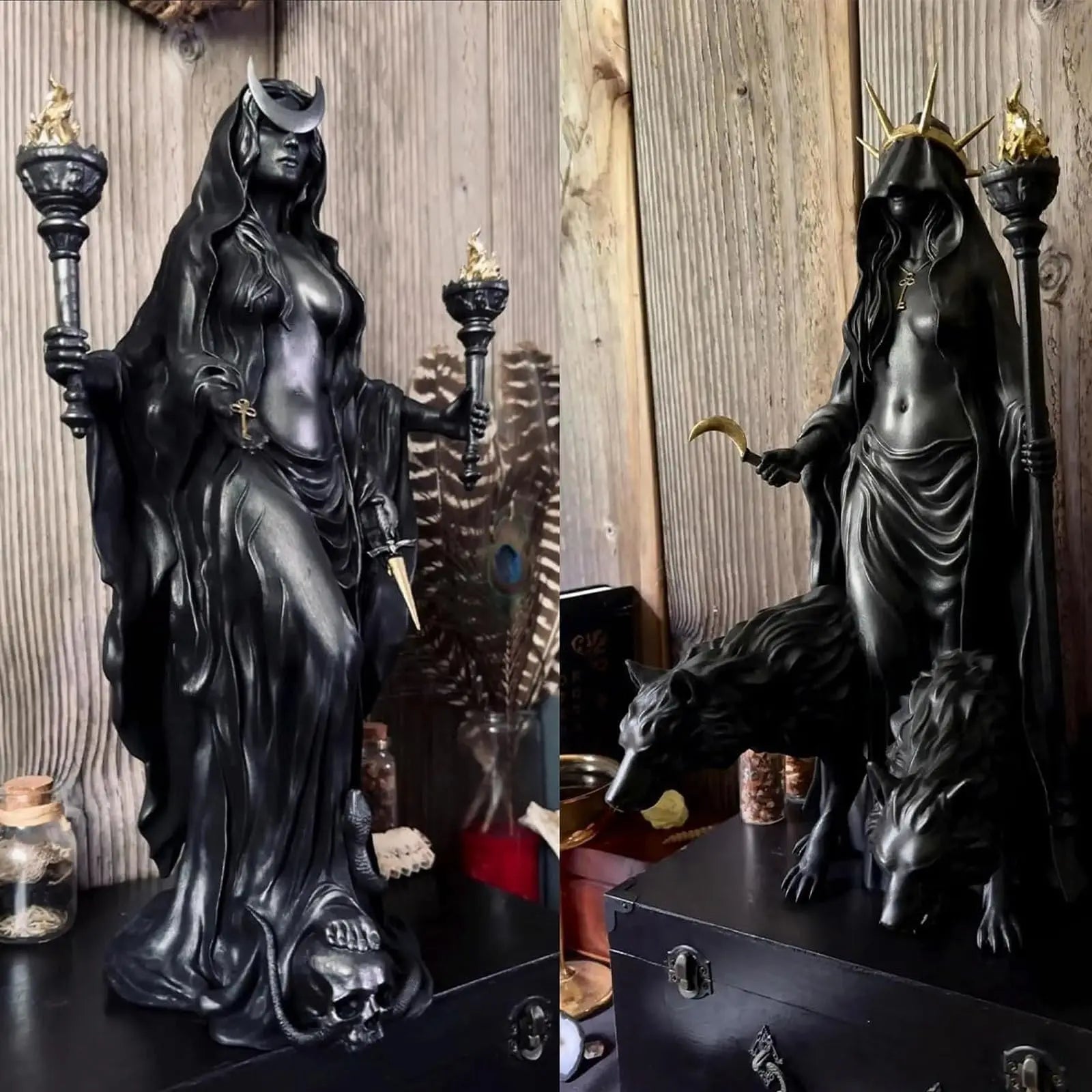 Hekate Niktipolos Goddess Figurine | Pagan Altar Sculpture Goddess Altar Figurine Oasis Select