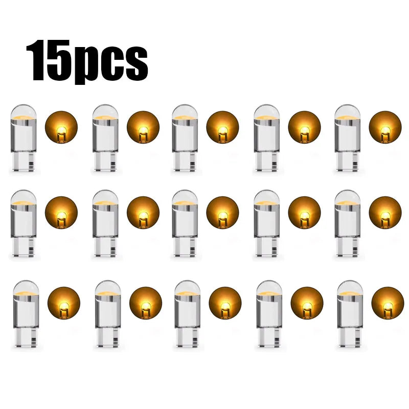 5/10/15pcs 5W LED Canbus T10 Car Lights COB Glass Interior Parts Bulbs 6000K White Auto License Plate Lamp Dome Read Light 12V Oasis Select 15pcs Amber