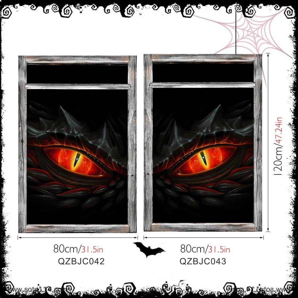 New Halloween Horror Eye Character False Window Decoration Holiday Window Costume Decoration Oasis Select QZBJC042 QZBJC043 With 10m ribbon